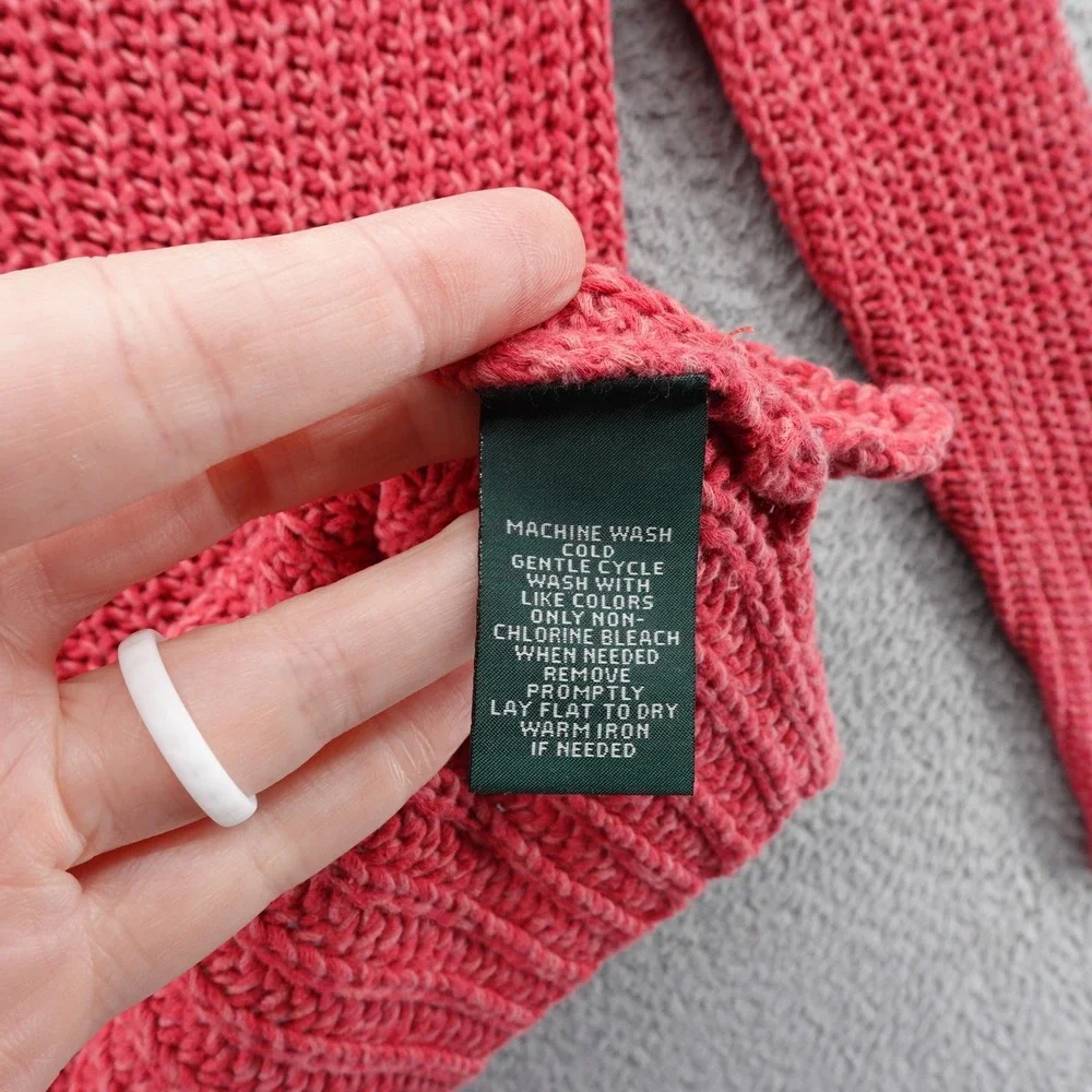 Ralph Lauren Jeans Co‎ Cable Knit Sweater Size Medium Coral Red Womens